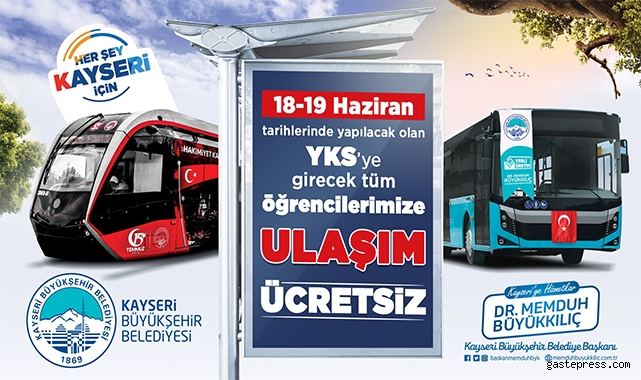 Başkan Büyükkılıç’tan YKS öğrencilerine ücretsiz ulaşım desteği!