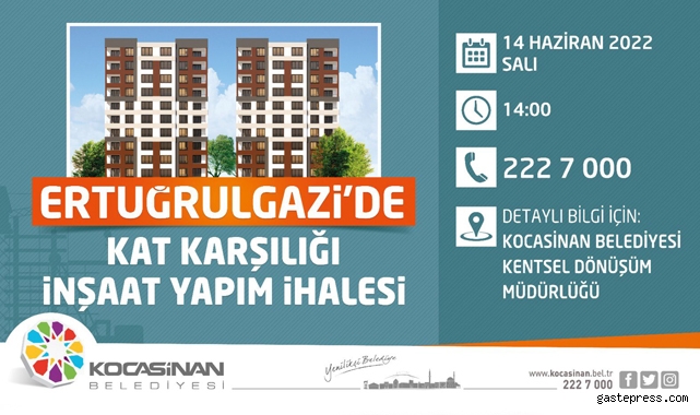 Kocasinan Belediyesi'nden, Ertuğrulgazi Mahallesi'nde Kat Karşılığı İhale!