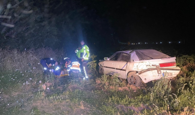 Nevşehir'de tarlaya uçan aracın altında kalan sürücü yaralandı!