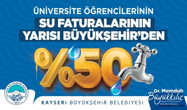 Başkan Büyükkılıç’tan öğrencilerin su faturalarına yüzde 50’lik destek!