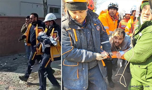 128'inci saatte çifte sevinç, baba ile bebeği sağ kurtarıldı!