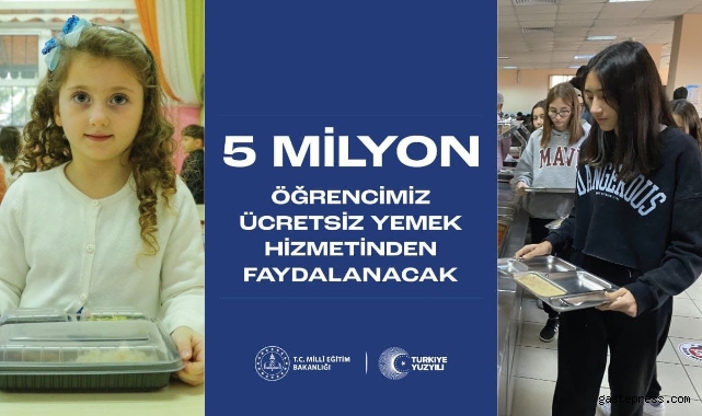 Türkiye'de 5 milyon, Kayseri'de 32 bin 717 öğrenciye ücretsiz yemek verilecek!