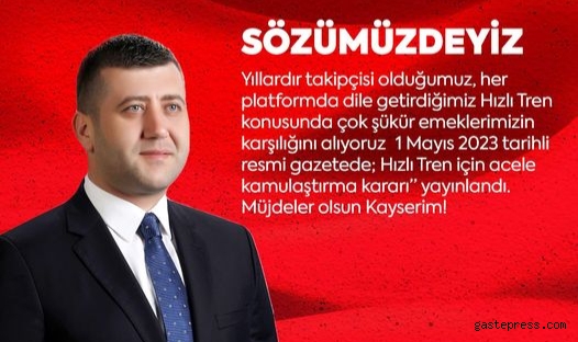 Milliyetçi Hareket Partisi Kayseri Milletvekili Baki Ersoy, Hızlı Tren konusunda açıklamada bulundu.
