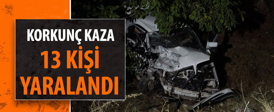 Uşak'ta korkunç kaza! Kafa kafaya çarpışan otomobil şarampole yuvarlandı: 13 yaralı