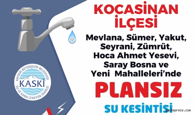 KASKİ duyurdu, "Plansız su kesintisi yaşanmaktadır"