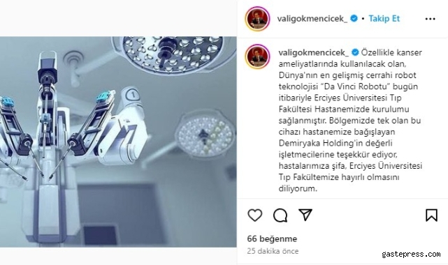 ‘Da Vinci’ cerrahi robot teknolojisi Kayseri’ye kazandırıldı!