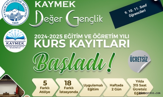 Büyükşehir KAYMEK'in Değer Gençlik Merkezi kurs kayıtları başladı!