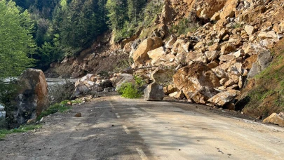 Giresun'da heyelan: Kara yolu ulaşıma kapandı!
