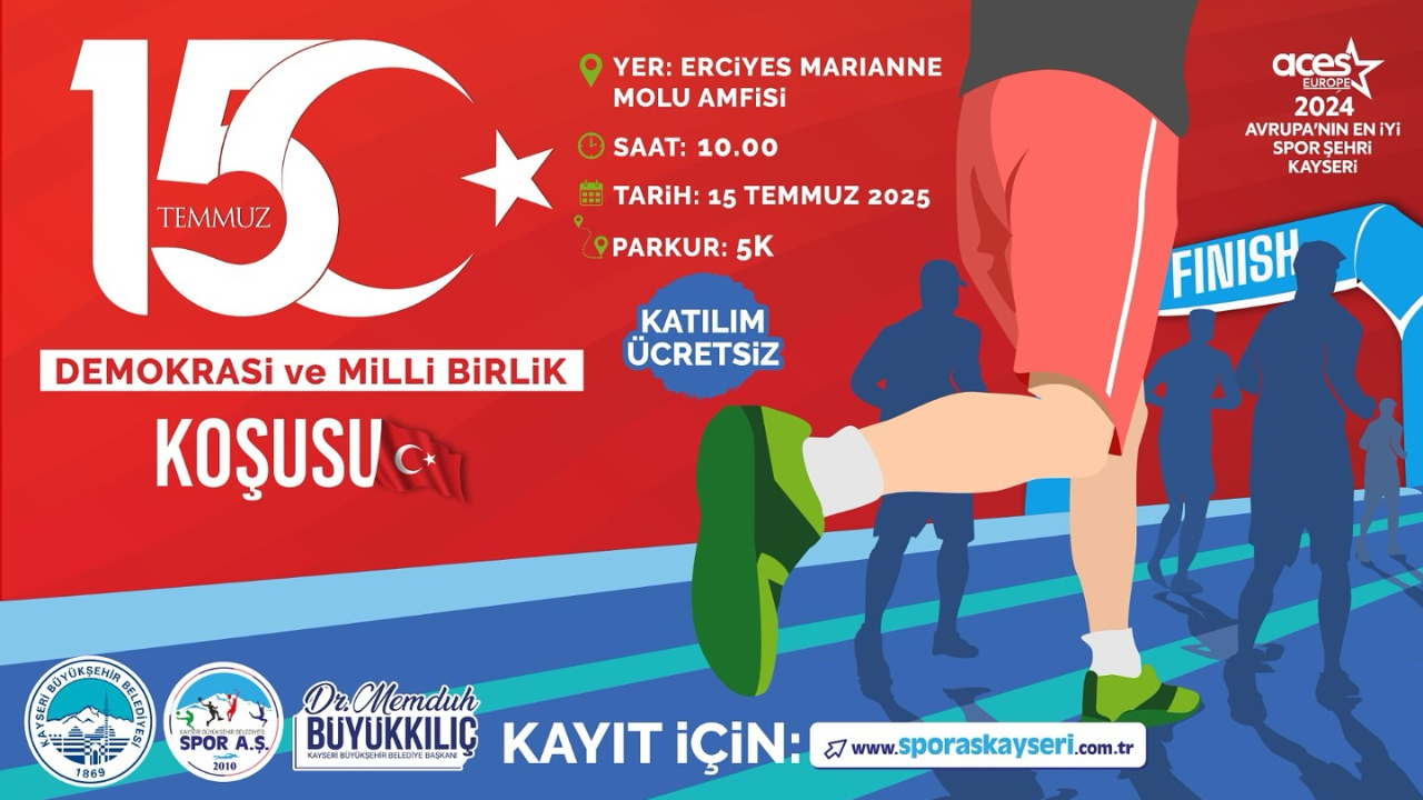 Kayseri’de 15 Temmuz Anısına Koşu Etkinliği Düzenlenecek!