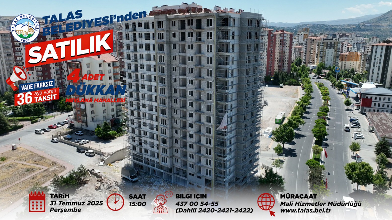 Talas Belediyesi'nden taksitli yatırım ve uzun vadeli kiralama fırsatı!