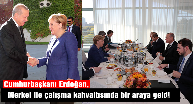 Cumhurbaşkanı Erdoğan, Almanya Başbakanı Merkel ile çalışma kahvaltısında bir araya geldi