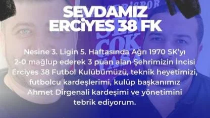 MHP Kayseri Milletvekili Baki Ersoy’dan Erciyes 38 FK’ya Tebrik Mesajı!