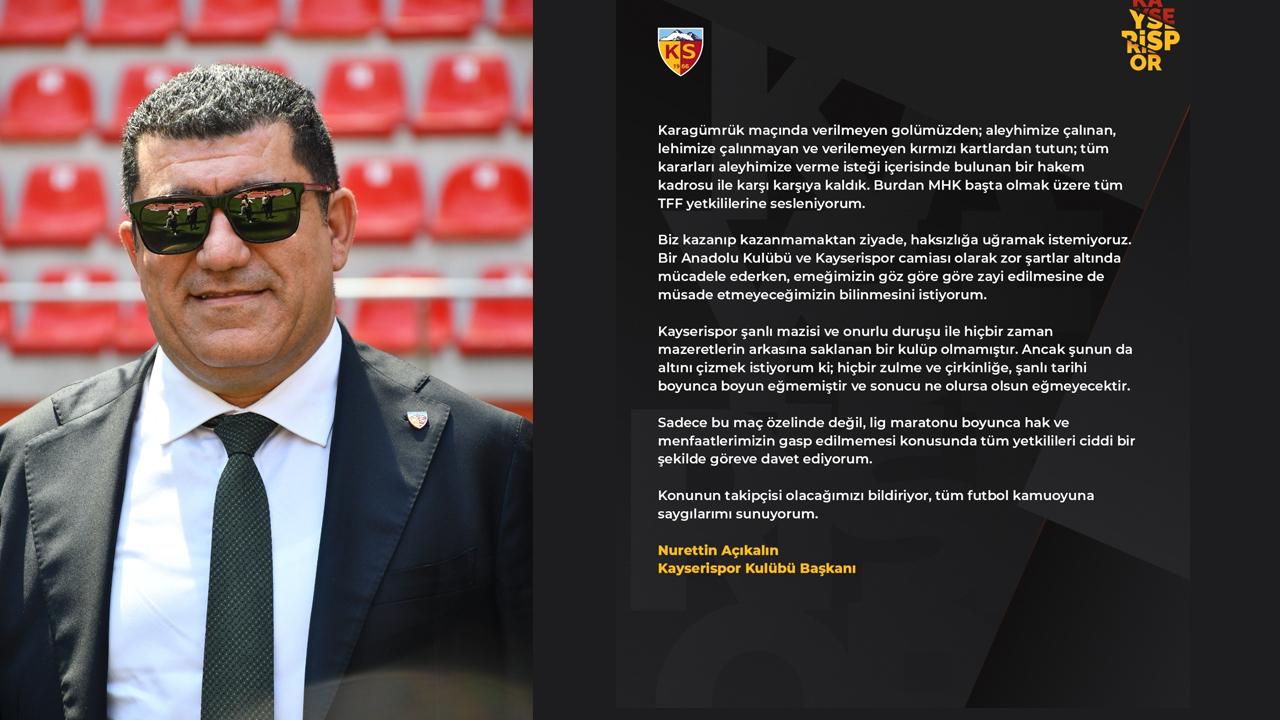 Nurettin Açıkalın: "Biz kazanıp kazanmamaktan ziyade, haksızlığa uğramak istemiyoruz"
