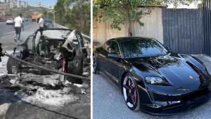 Elektrikli kabus: 18 milyonluk Porsche alev aldı, iş adamı canını zor kurtardı!