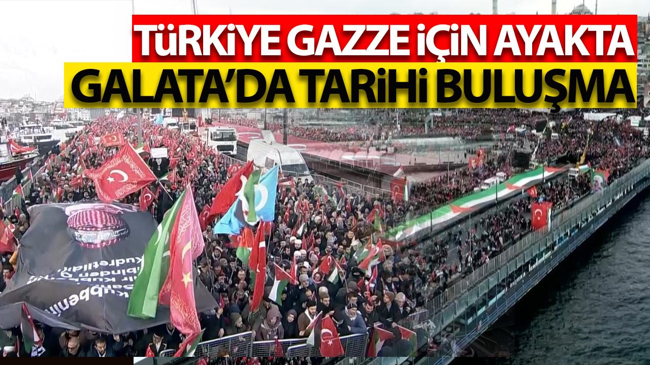 İstanbul’da Gazze’ye Destek Yürüyüşü: Binler Galata Köprüsü’ne Yürüdü!