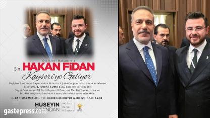 Bakan Fidan Kayseri'ye geliyor!