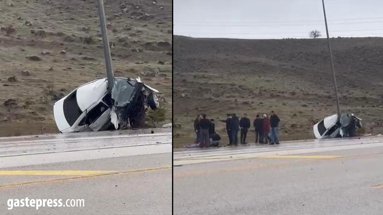 Direğe Çarpan Otomobil İkiye Katlandı: 1 Yaralı!