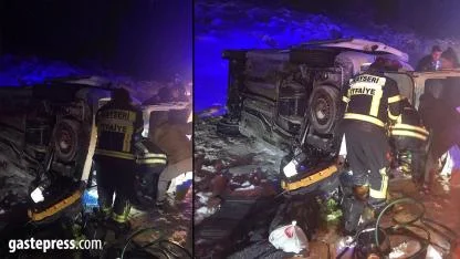 Kayseri’nin Yahyalı ilçesinde hafif ticari araç şarampole devrildi: 4 yaralı!