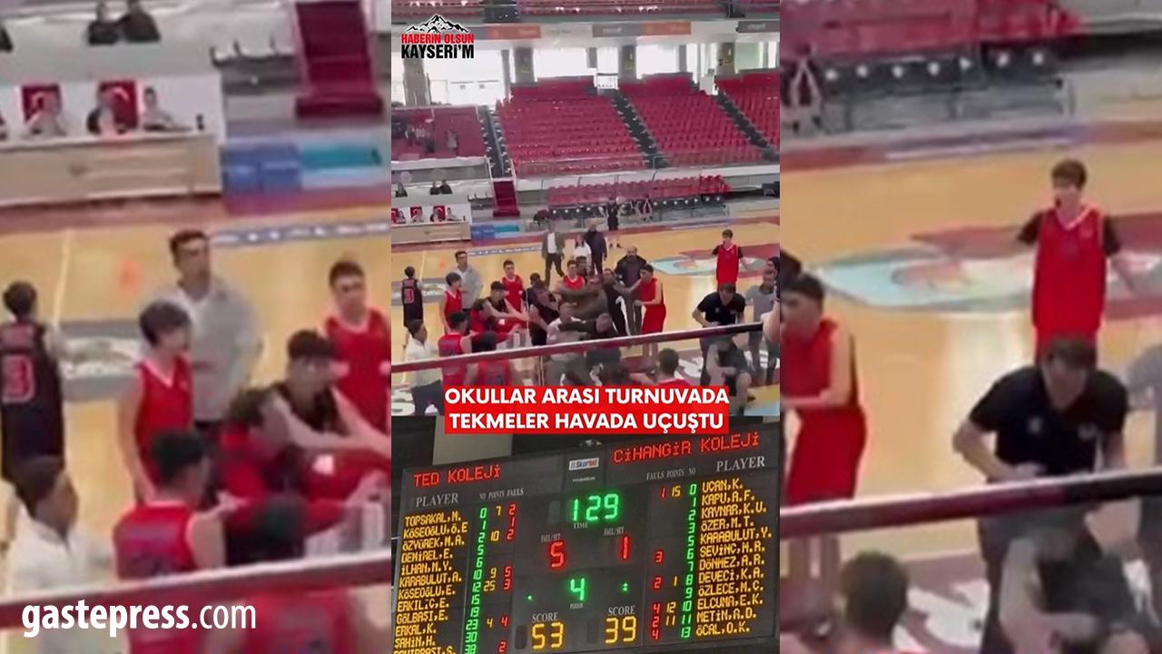 Kayseri’de Liselerarası Basketbol Maçında Kavga Çıktı!