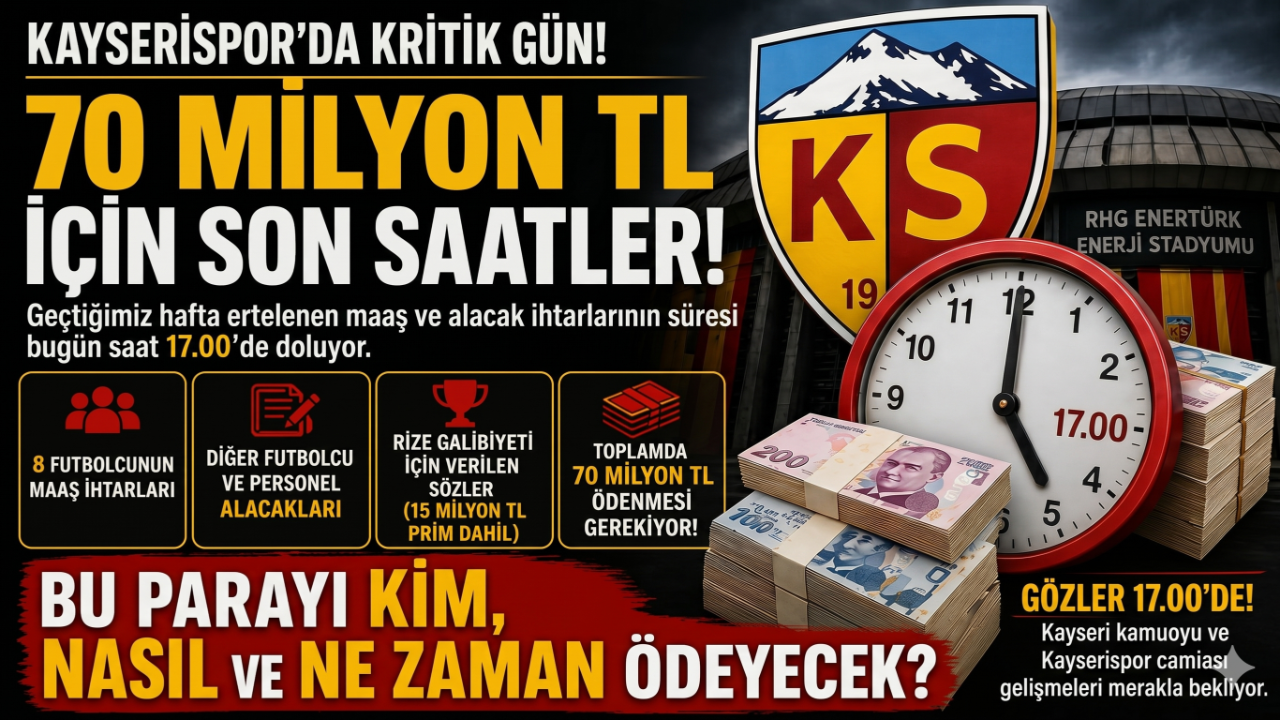 Kayserispor’da kritik gün: 70 milyon TL için geri sayım!