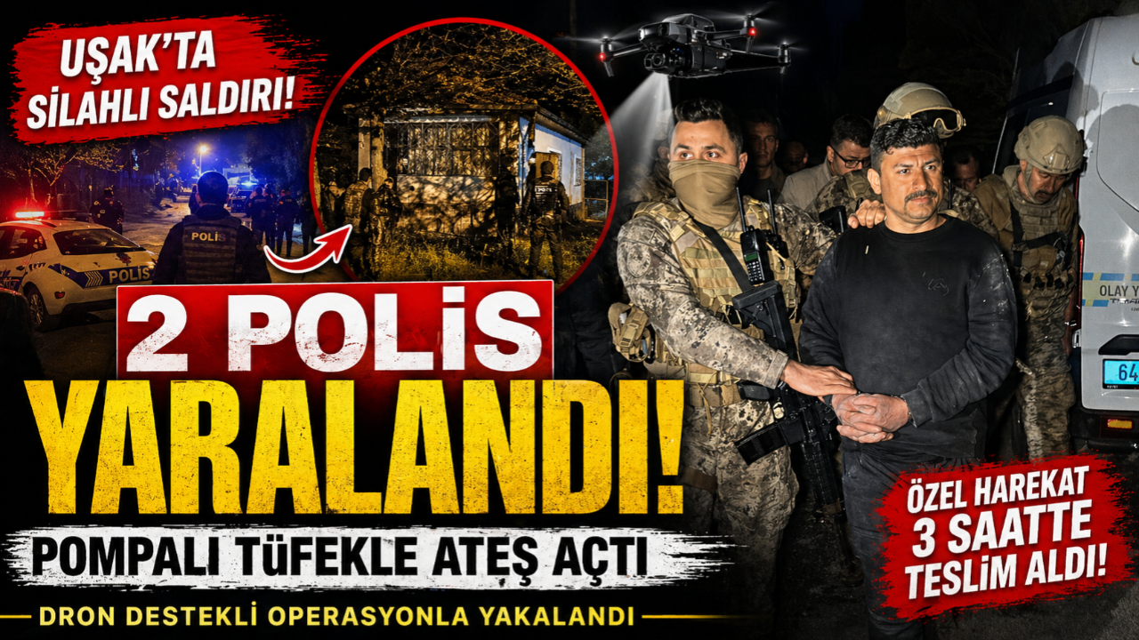 Uşak’ta polis ekiplerine pompalı saldırı: 2 polis yaralandı!
