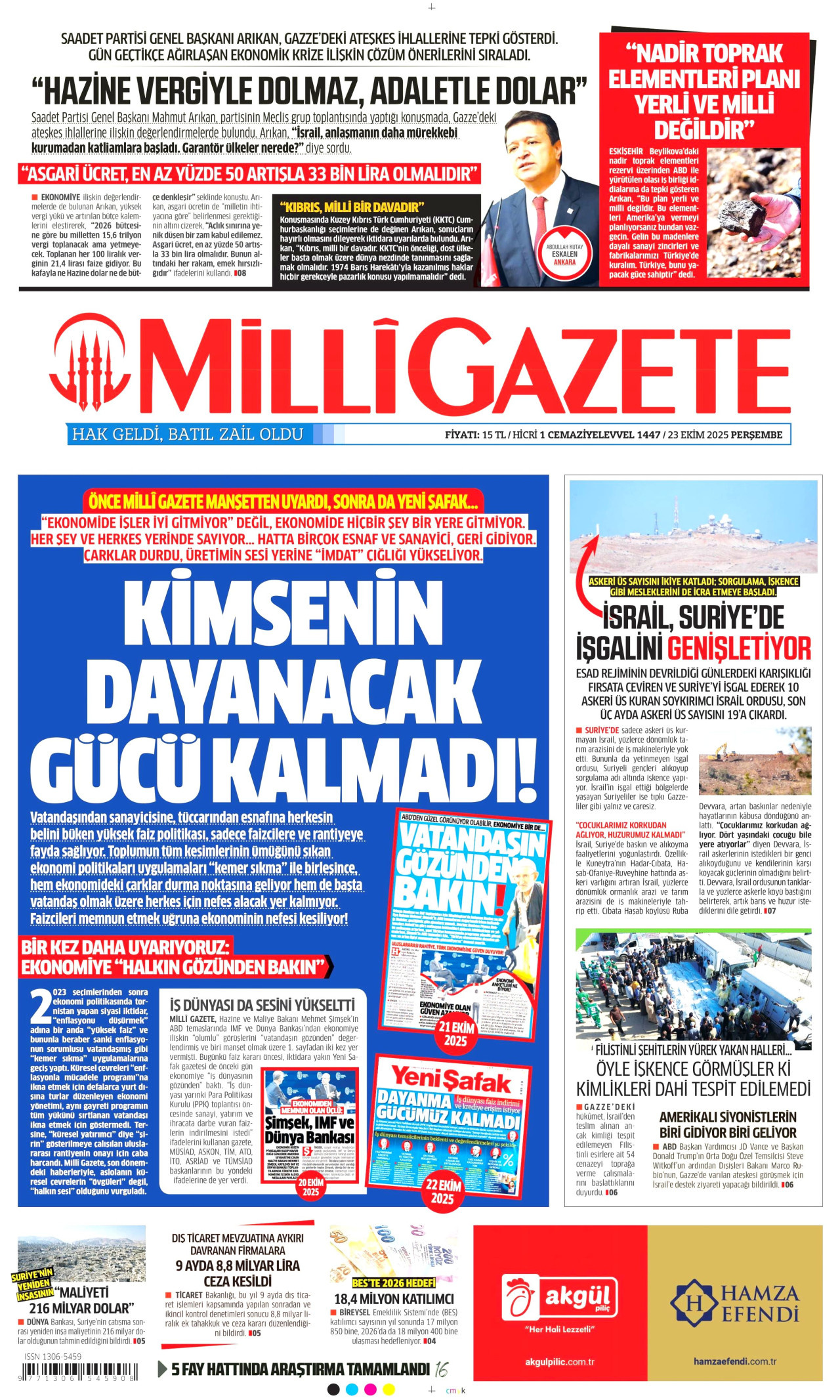 MİLLİ GAZETE Gazete Manşeti