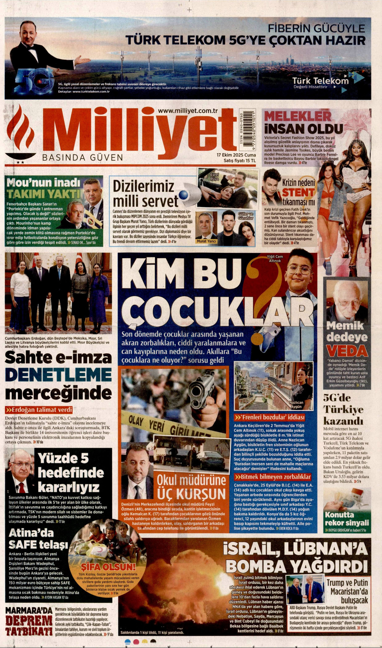 MİLLİYET Gazete Manşeti