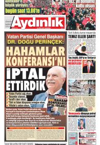 AYDINLIK GAZETESİ Gazete Manşeti