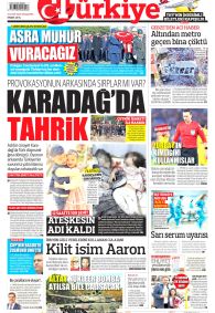TÜRKİYE GAZETESİ Gazete Manşeti