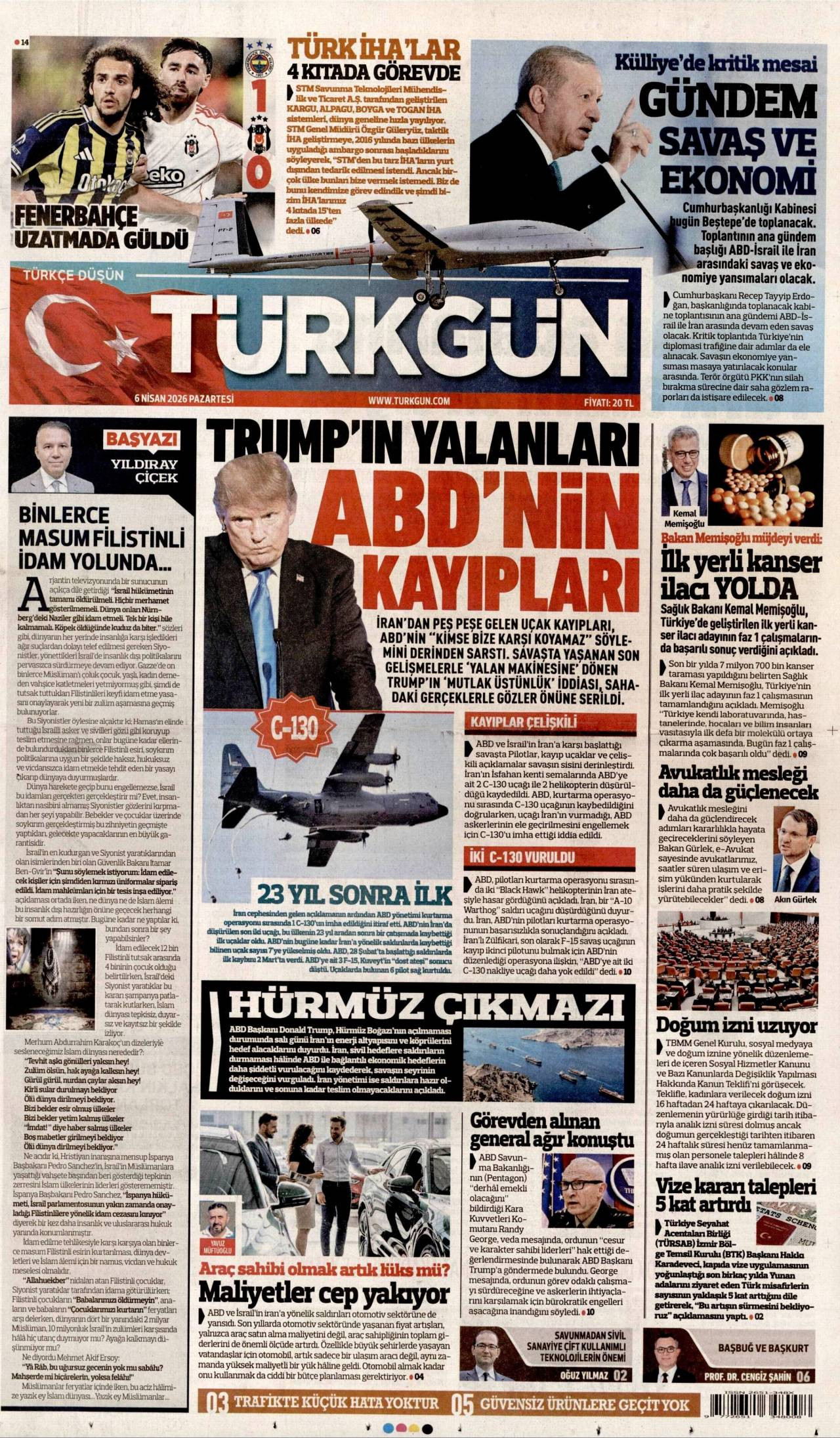 Türkgün Gazetesi Gazete Manşeti