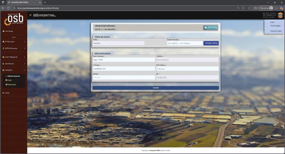 Kayseri OSB’nin ‘E-OSB Portalı’ sanayicinin hizmetinde!