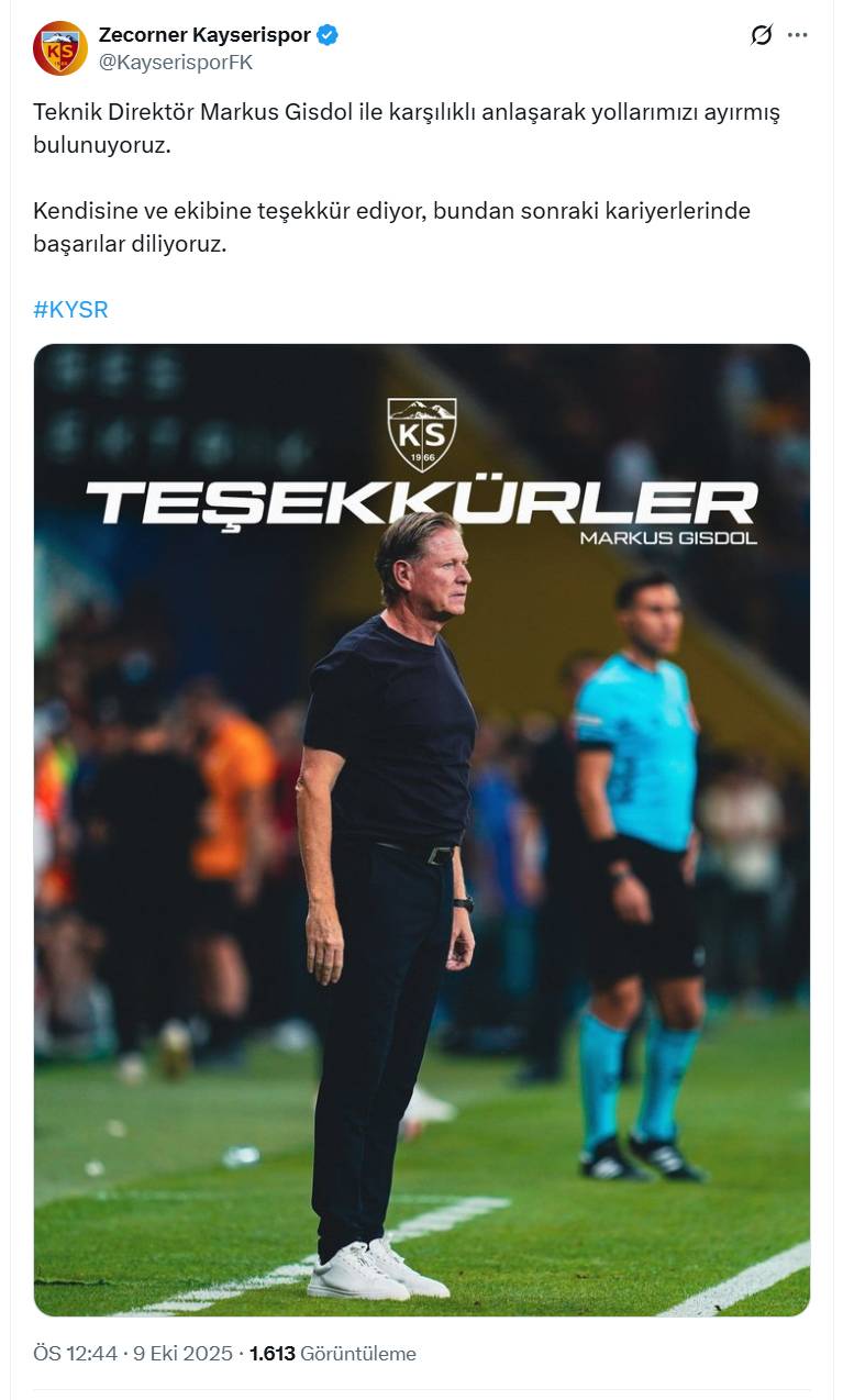 Kayserispor’dan son dakika Markus Gisdol açıklaması!
