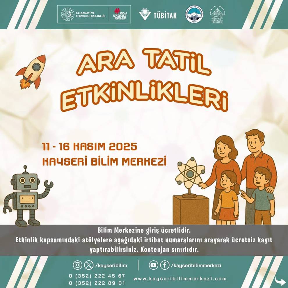 Ara tatilde öğrenciler, Bilim Merkezi'nde buluşacak!