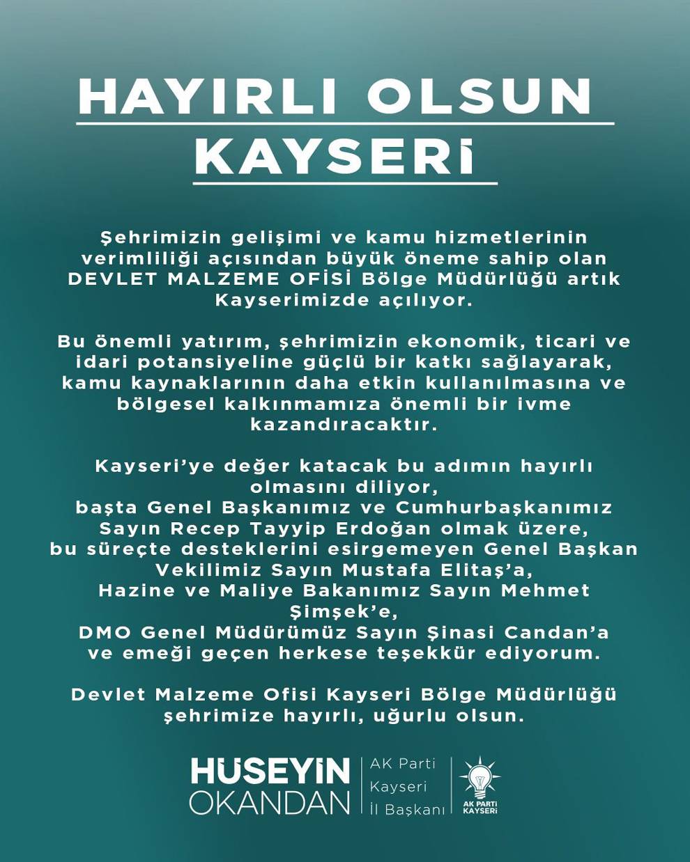 Devlet Malzeme Ofisi Kayseri Bölge Müdürlüğü Açılıyor!