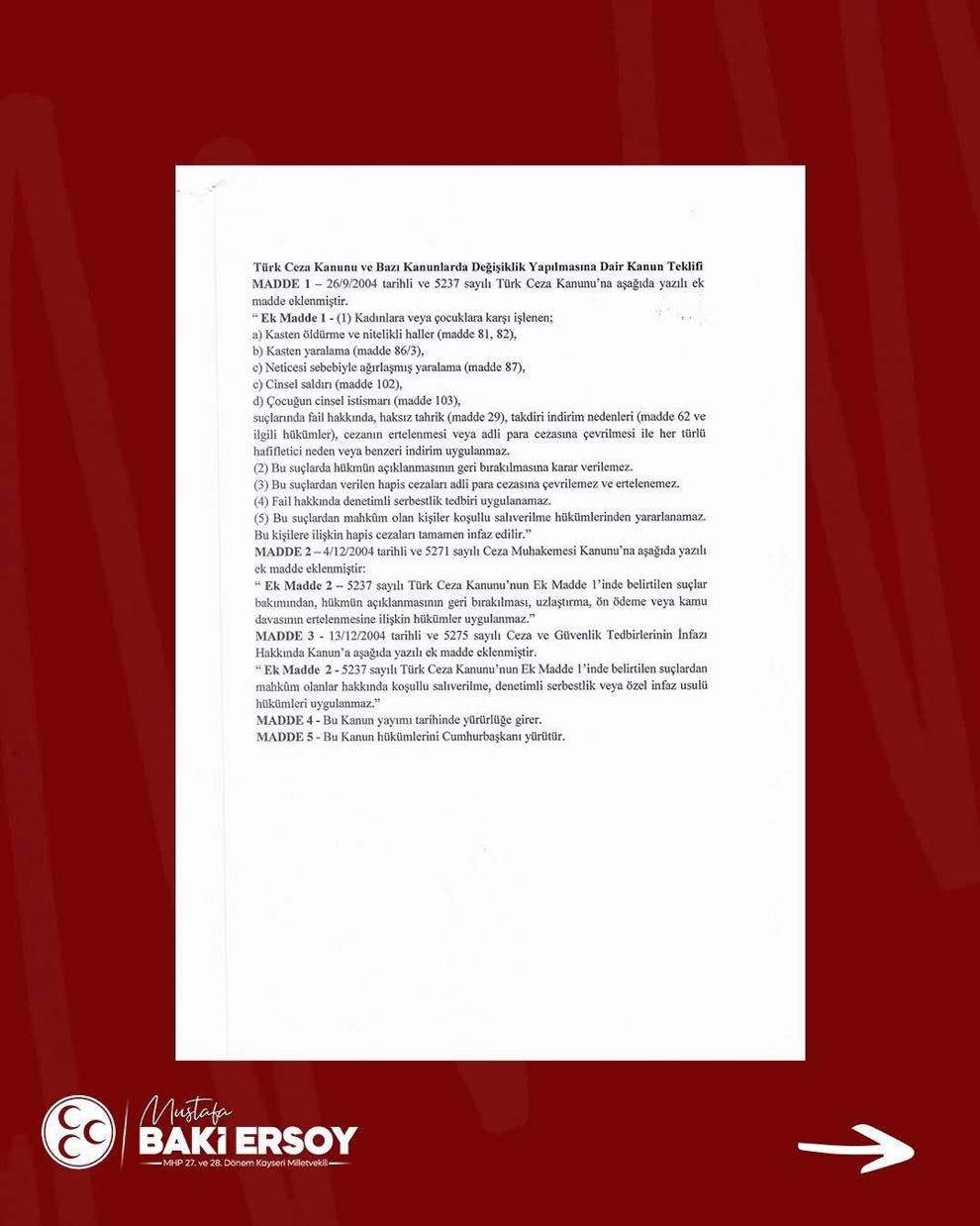 Baki Ersoy’dan kadınlara ve çocuklara yönelik işlenen şiddet hakkında kanun teklifi!