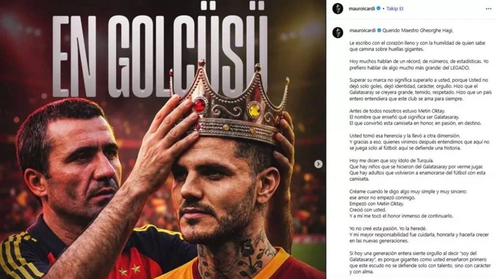 Hagi, rekorunu kıran Icardi'nin mektubuna cevap verdi! Sosyal medya yıkıldı!